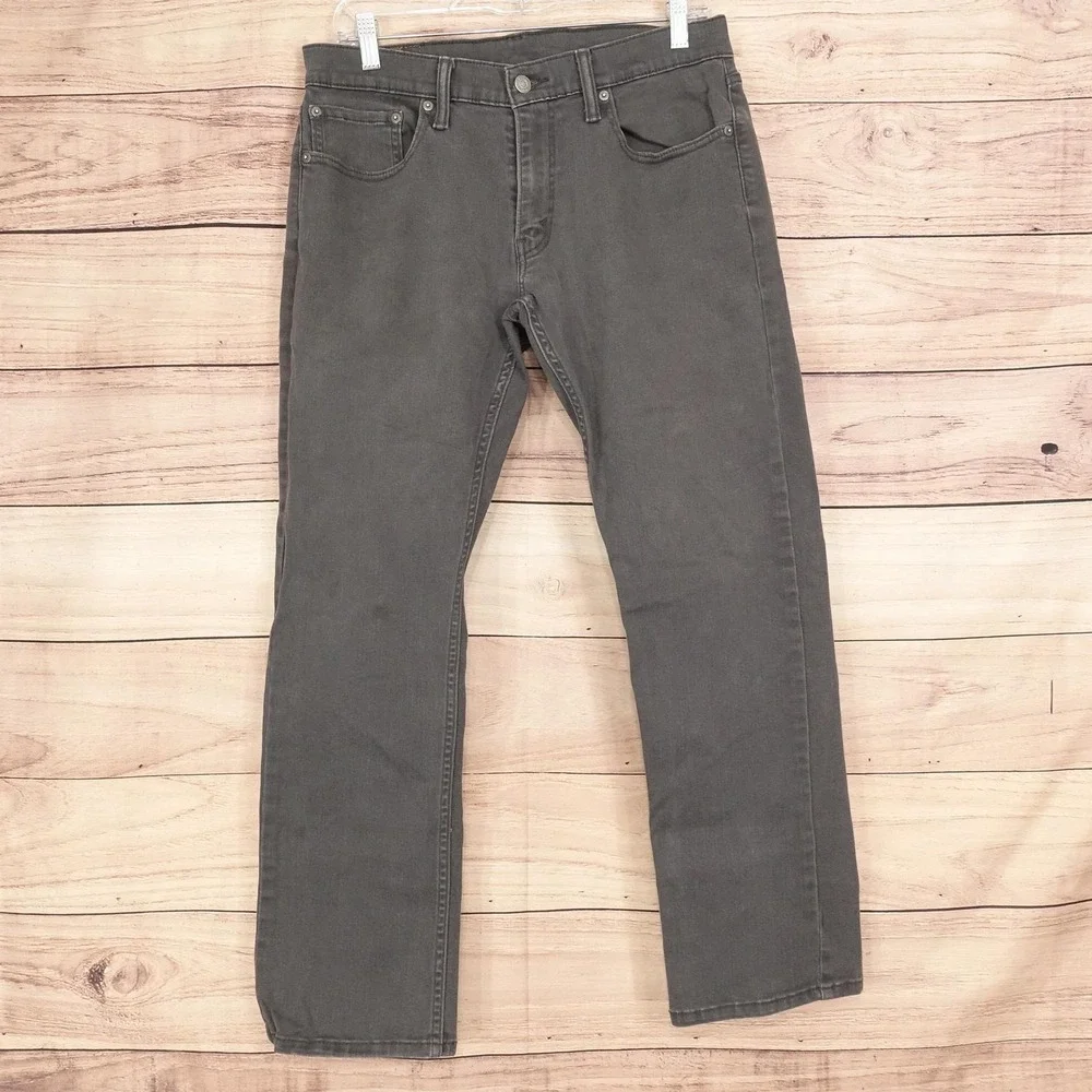 Levis 514 Jeans Mens 32x30 Gray Charcoal Wash Slim Straight Stretch Denim